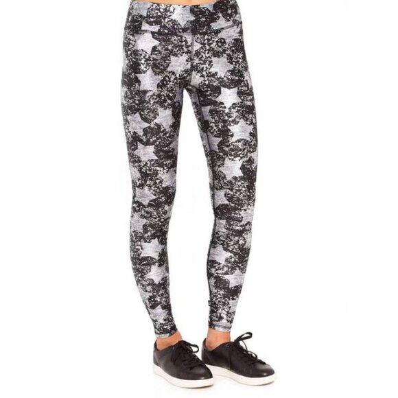NWT Terez | Heathered Stars Gray Silver & Black Balayage Leggings | Size XL - Picture 1 of 11